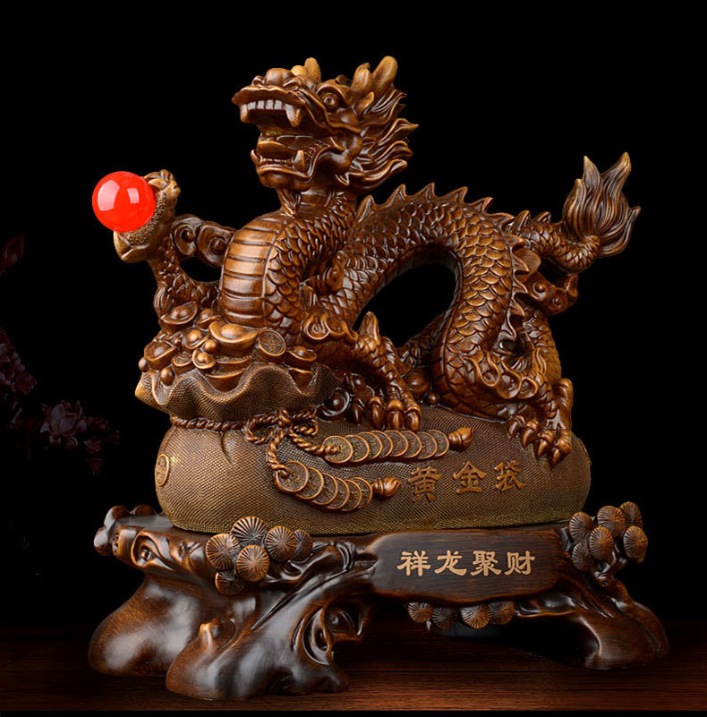 祥龙摆件沙金色树脂工艺品摆件客厅店铺装饰品乔迁开业礼品批发