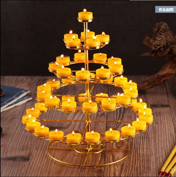 寺庙佛堂七彩酥油灯座莲花琉璃中秋长明灯供佛灯架108烛台