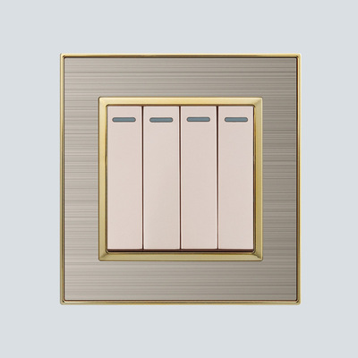 86型宾馆酒店工程家用暗装四开单控墙壁电源灯具开关不锈钢金面板