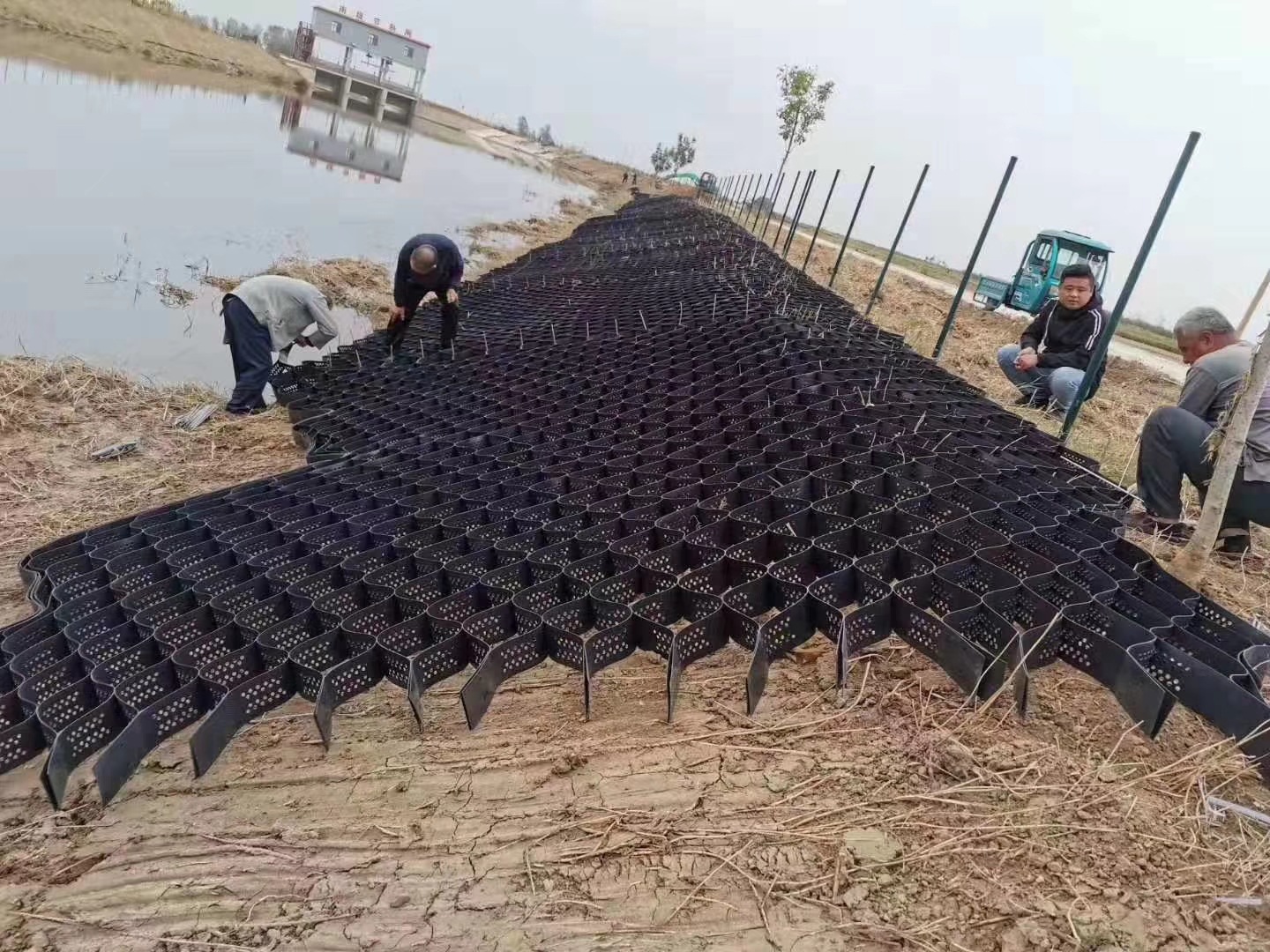 厂家定制hdpe土工格室 护坡绿化蜂巢约束系统 压花打孔土工格室