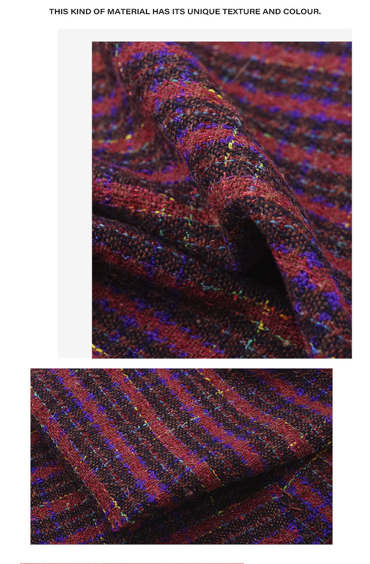 小香风编织花呢布料 350g彩色薄款花式纱春秋羊毛面料