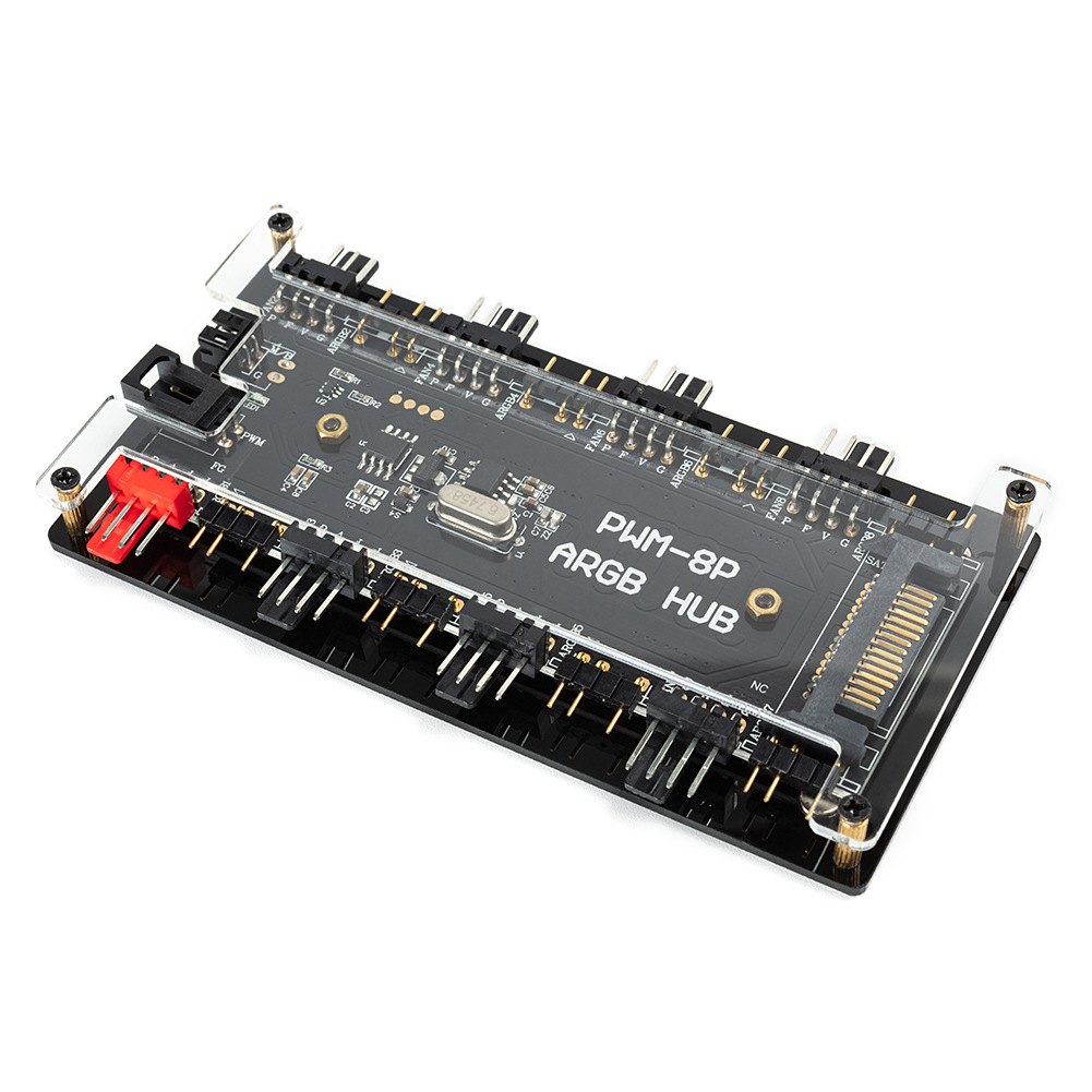 argb控制器 4针pwm温控 5v3针同步 无线遥控机箱风扇集线器二合一