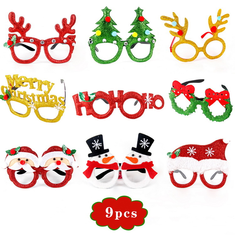 Christmas Decorations Glasses Set Holiday Adult Christmas Gifts for Children Hat Head Buckle Hoop Slap Bracelet Wholesale