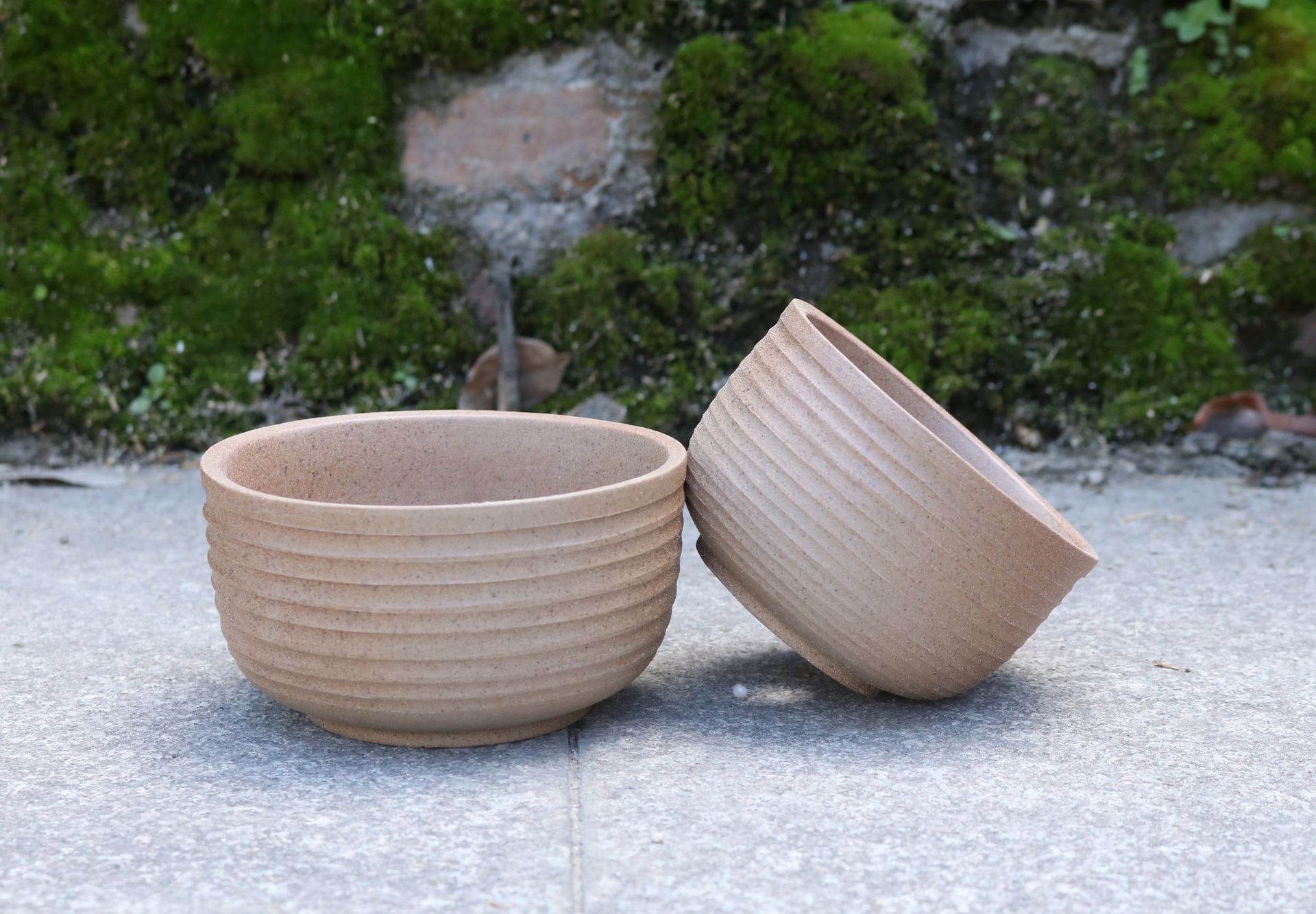 多肉植物花盆批发陶瓷粗陶素陶复古古朴控螺纹纹理zakka简约圆形