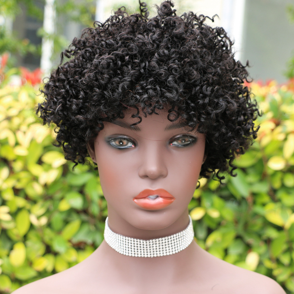 外贸非洲式发型假发扭结的卷曲的假发非洲女假发真人发小卷假发