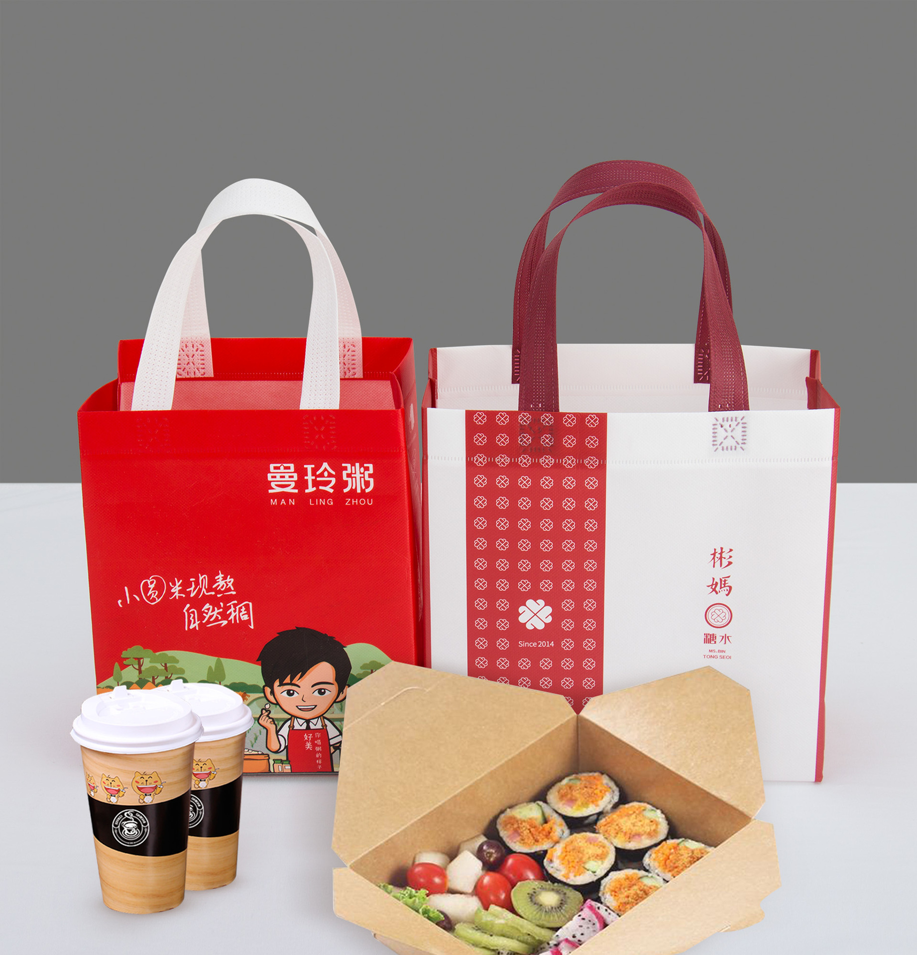 厂家直销 覆膜防水无纺布外卖打包餐饮包装袋 手提保温袋定制logo