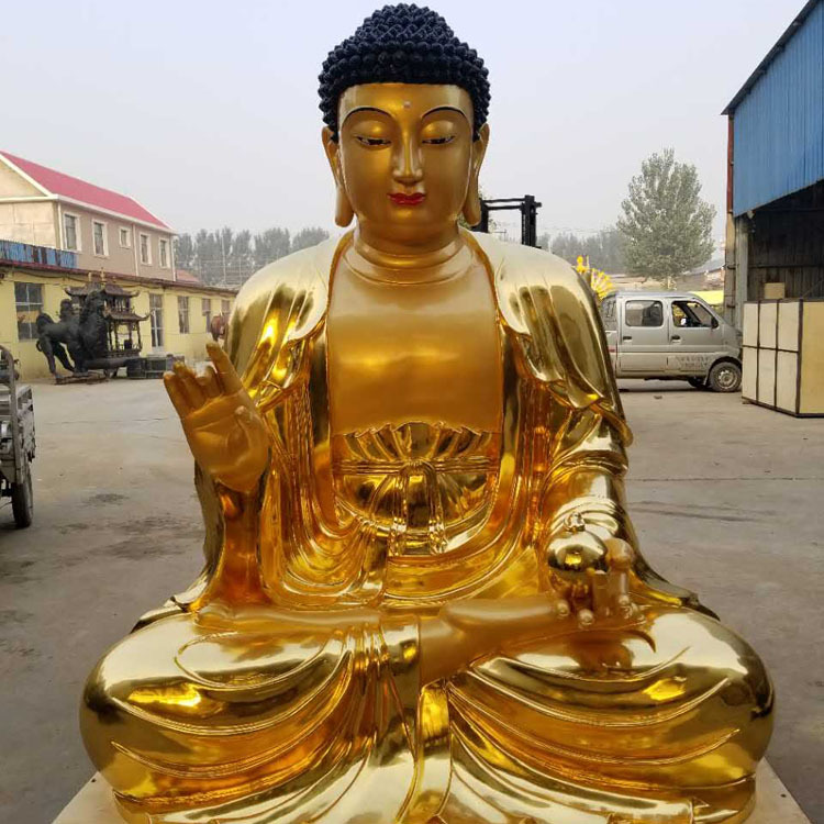 大型佛像铜雕 铜如来佛祖 铸铜仿铜释迦牟尼佛组雕像宗教庙宇摆件