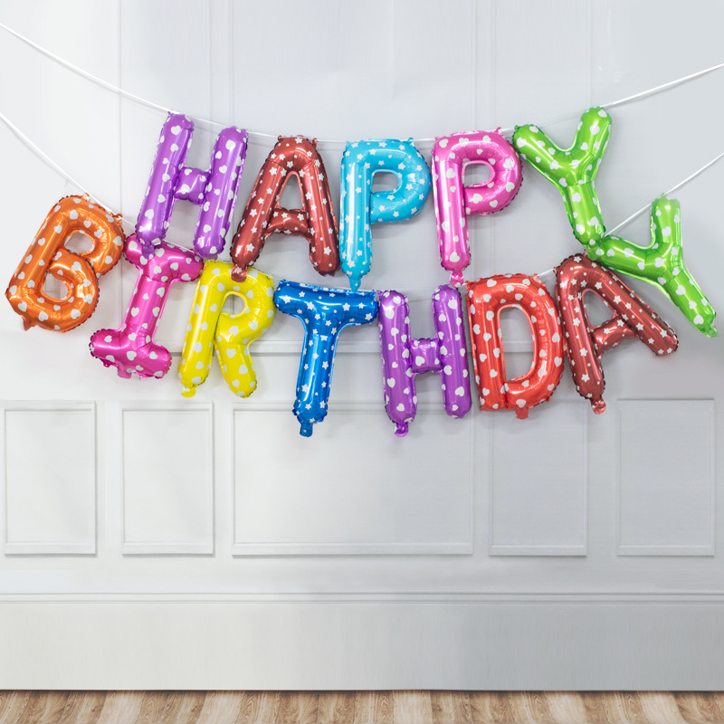 16C Letter HappyBirthday Children's Birthday Balloon Happy Birthday Party Aluminum Film Balloon Decoration