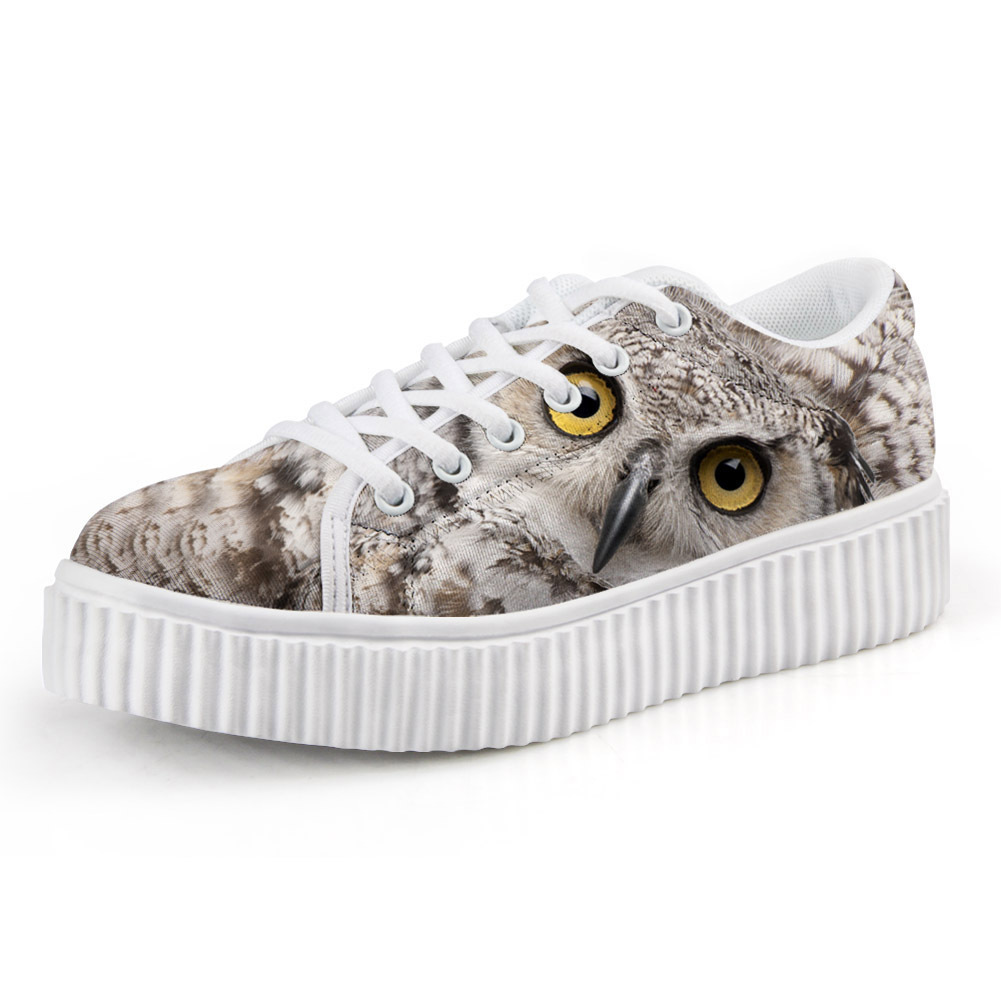 孟买猫狸花猫卷毛比雄犬猫头鹰图案定制百搭街拍厚底松糕鞋女跨境