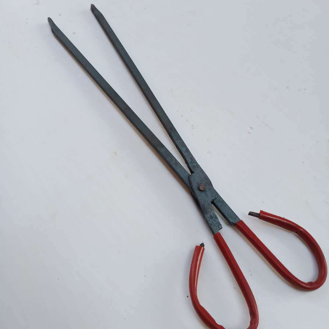 地摊火钳 煤夹 烧烤工具 蜂窝煤火红胶柄火钳 烧柴捡垃圾夹子