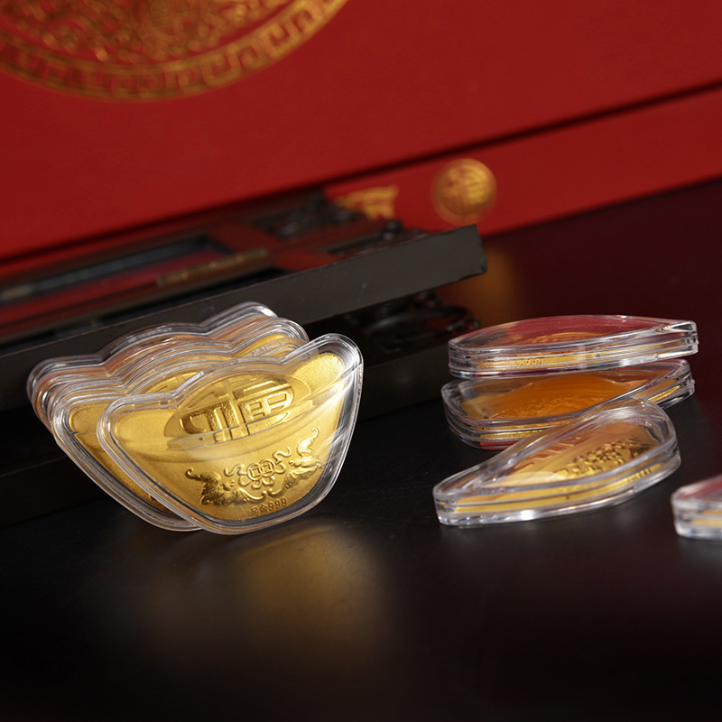 纯银金箔万两黄金白银元宝摆件2021牛年保险银行展销会销活动礼品