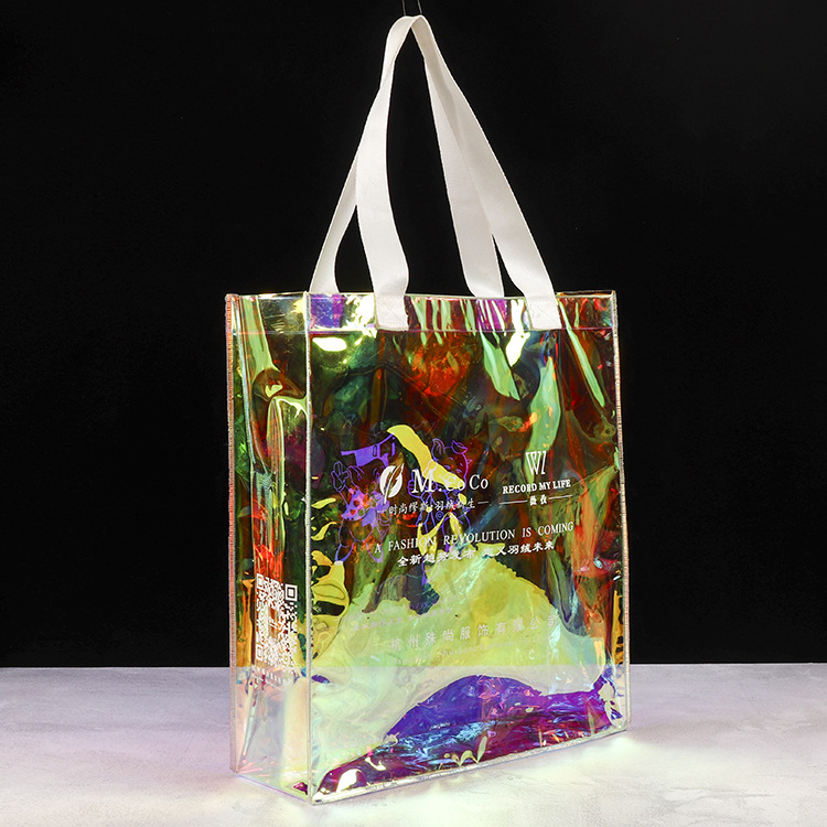 定制pvc购物手提袋子 pvc镭射礼品包镭射炫彩pvc包装袋定做印logo