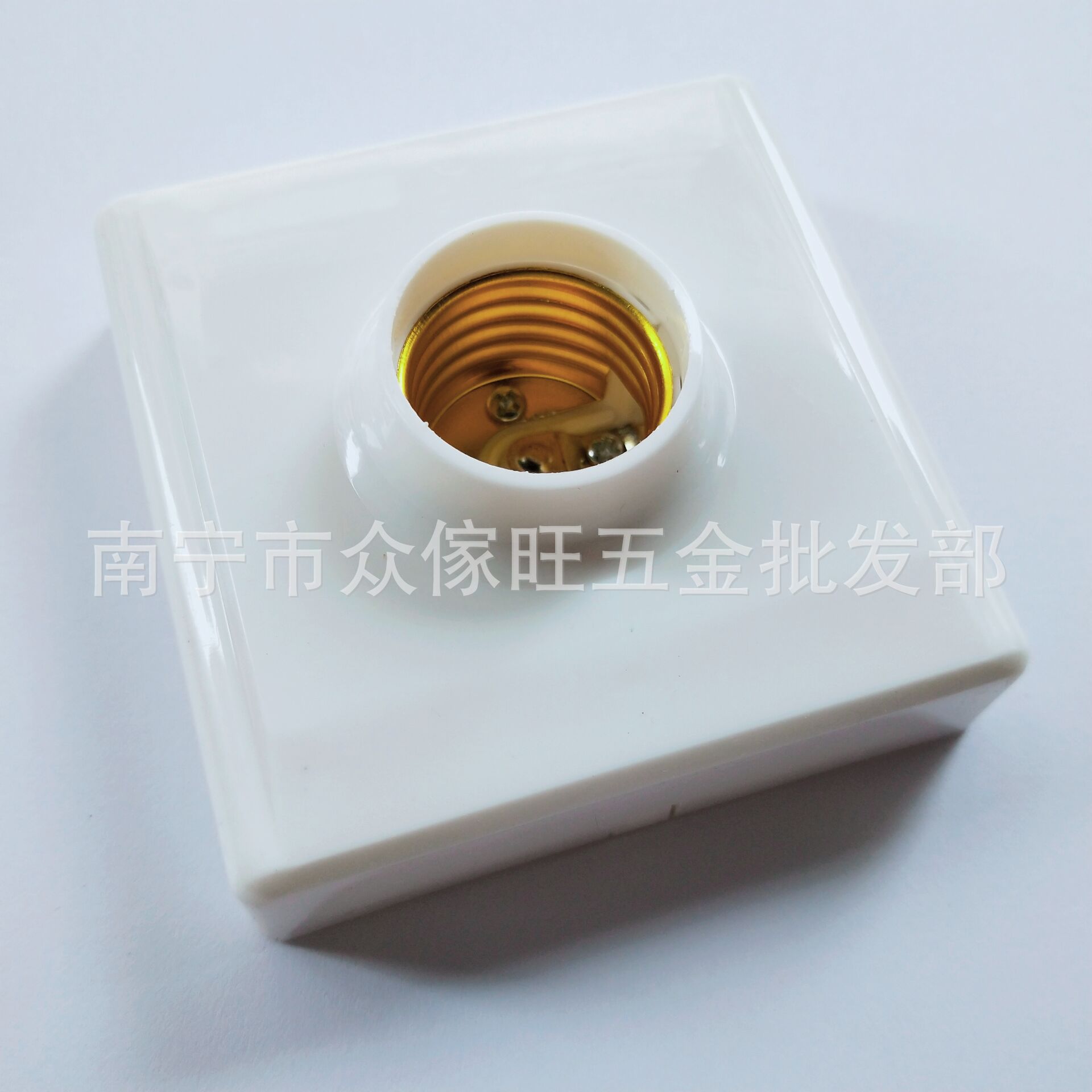 86方型e27明装螺口平灯座灯头塑料平灯头