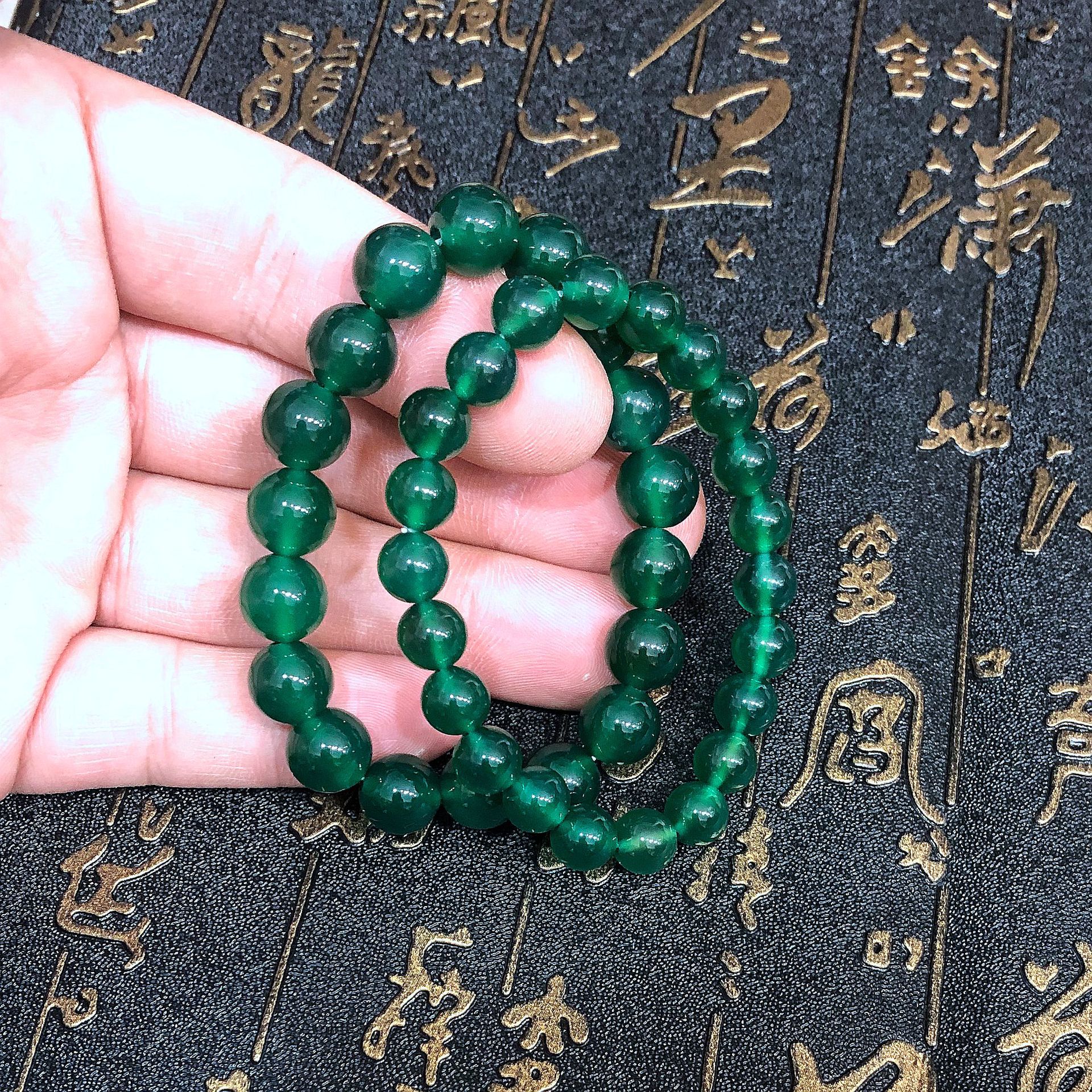 厂家 绿玛瑙手串 绿玉髓手链 绿玛瑙佛珠手串 广州饰品批发