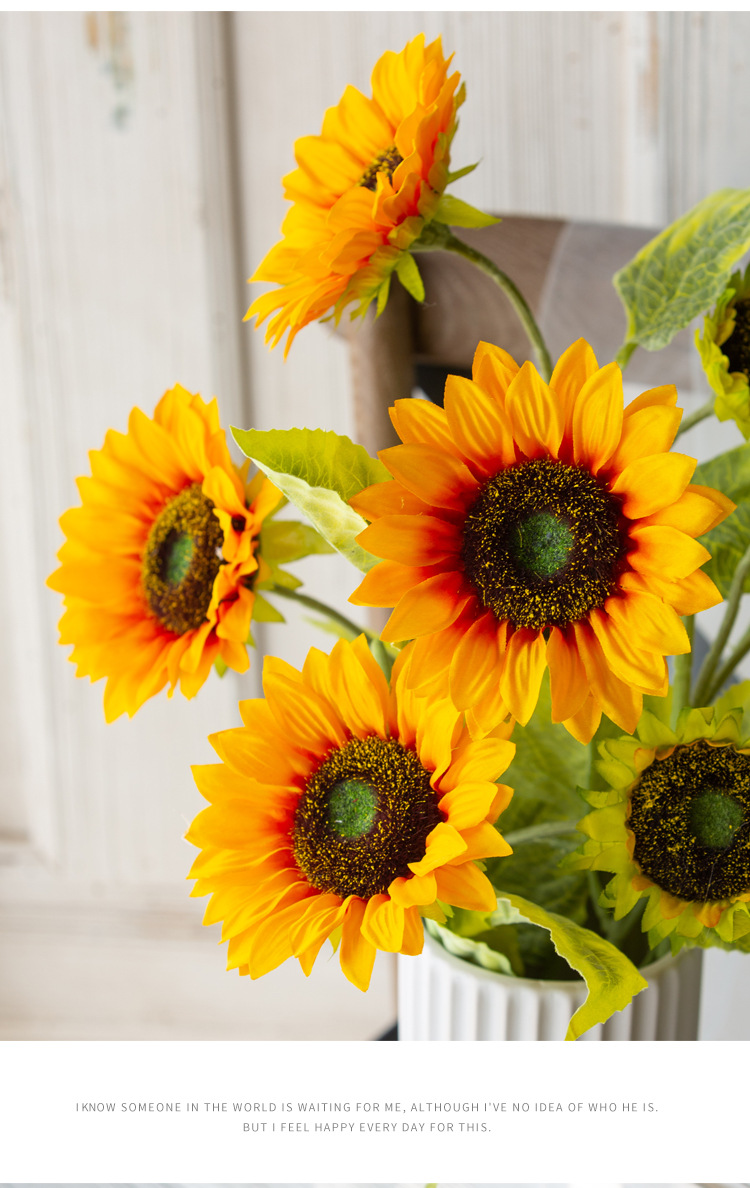 现货供应仿真花向日葵 太阳花婚庆家居小把花假花仿真花束批发