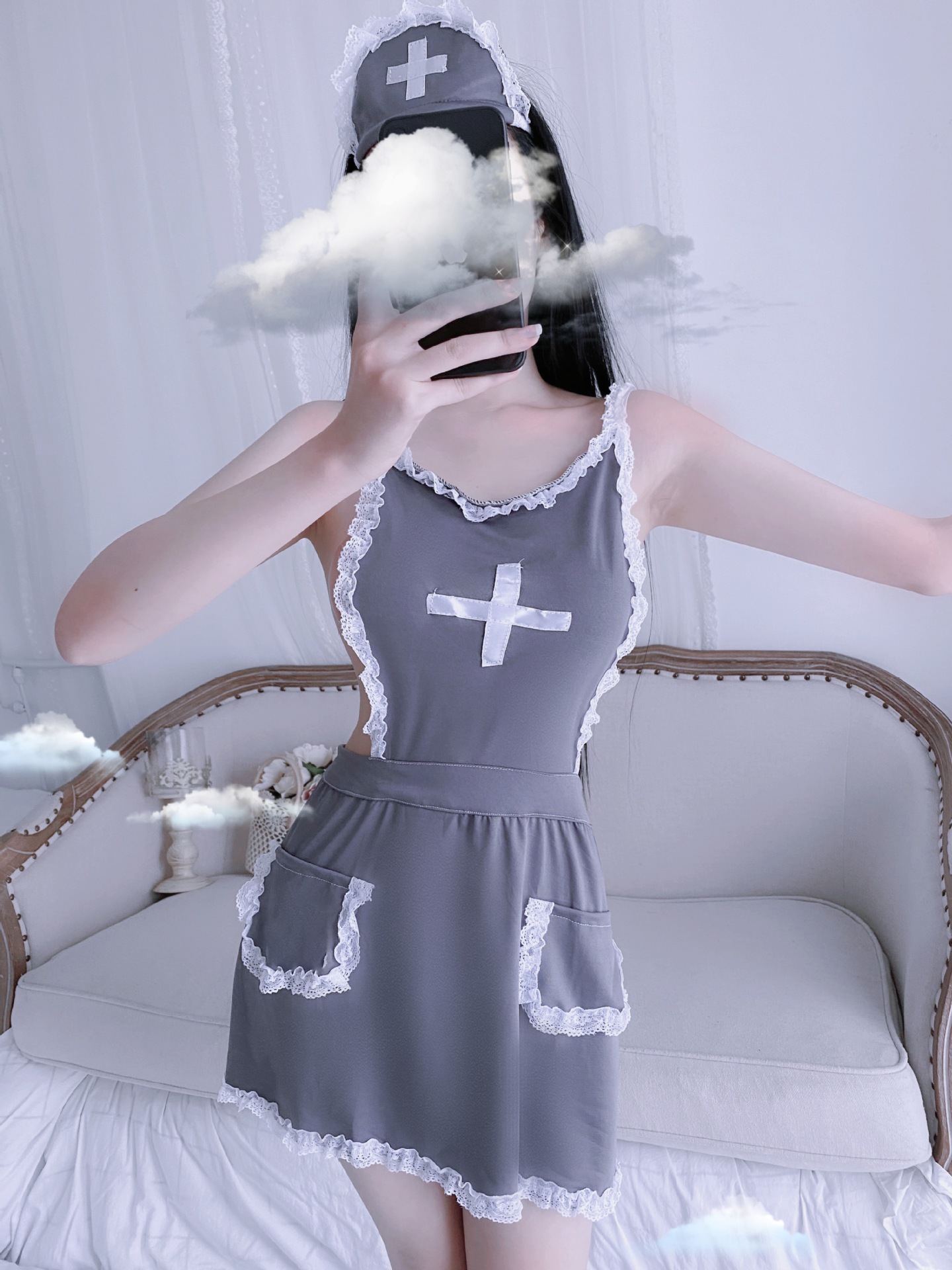 情趣内衣大码胖mm性感制服诱惑激情套装办公室免脱灰色女佣护士