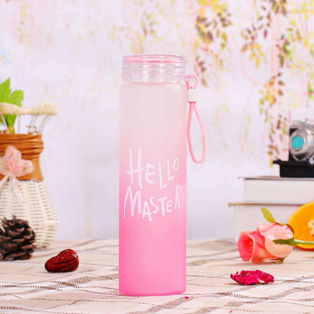 In Stock Water Cup Colorful Transparent Glass Printing Portable Handy Cup Creative Frost Water Cup Student Advertising Cup