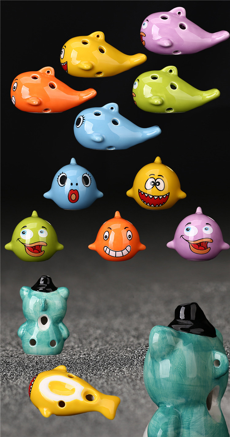 四川熊猫动物6孔卡通陶笛乐器专业演奏六孔初学入门教学吹歌瓷笛