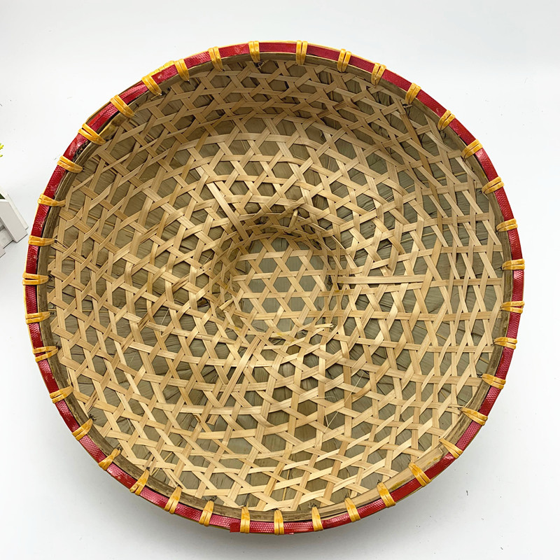 现货批发海南斗笠帽竹编帽子防雨遮阳渔夫帽海岛帽舞蹈道具