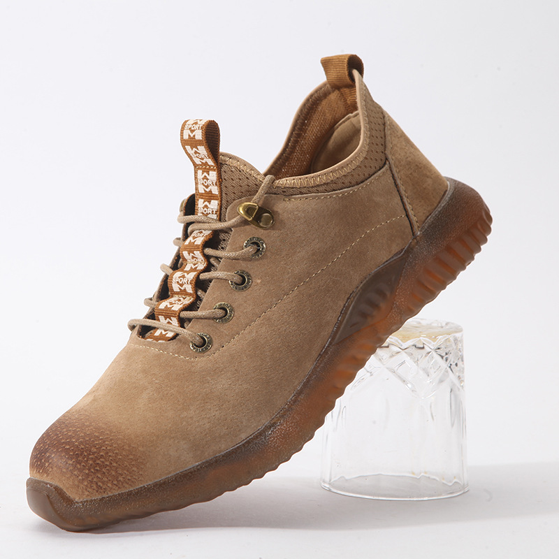 时尚休闲猪扒皮劳保鞋男钢包头防砸防刺穿防护鞋牛筋底工作鞋批发