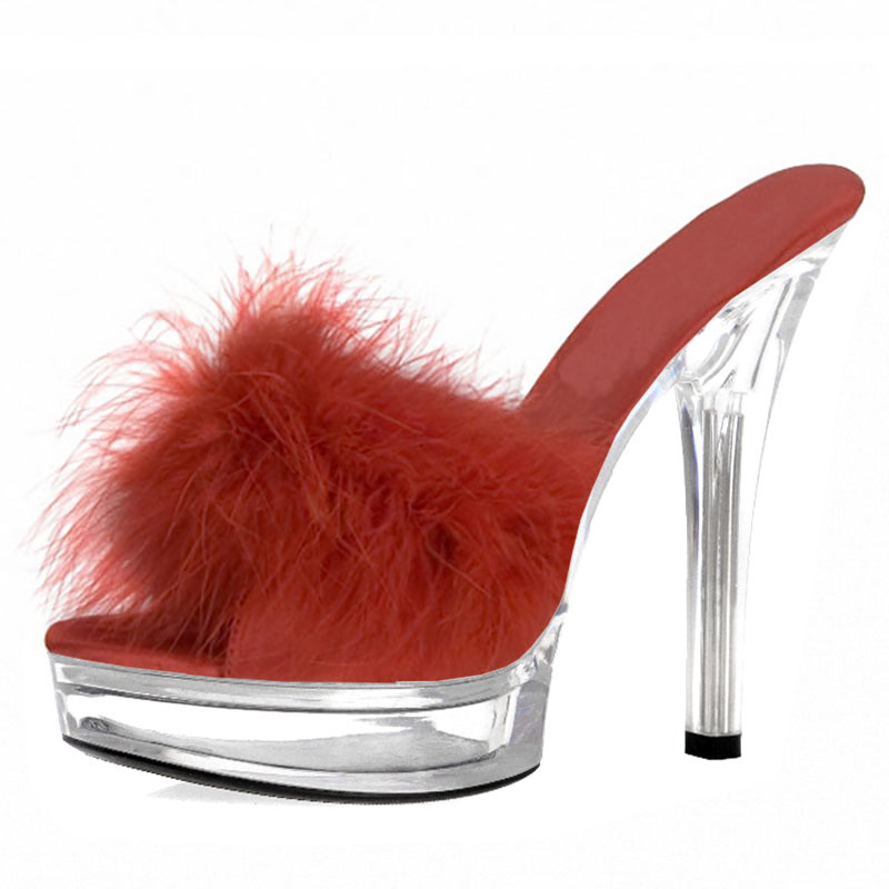 恨天高防水台钢管舞13cm性感高跟鞋鱼嘴大码新款情趣女凉拖夜店