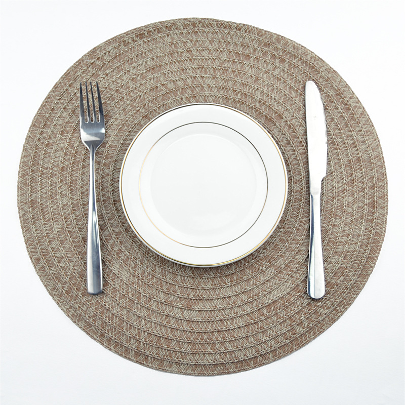 Round Placemat Japanese Style Dining Table Cushion Home Nordic Woven Western-Style Placemat Simple Coaster Plate Bowl Mat Heat Proof Mat