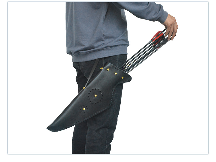 厂家专卖传统弓箭囊箭袋 黑色优选皮质制作复古箭囊 户外射箭射击