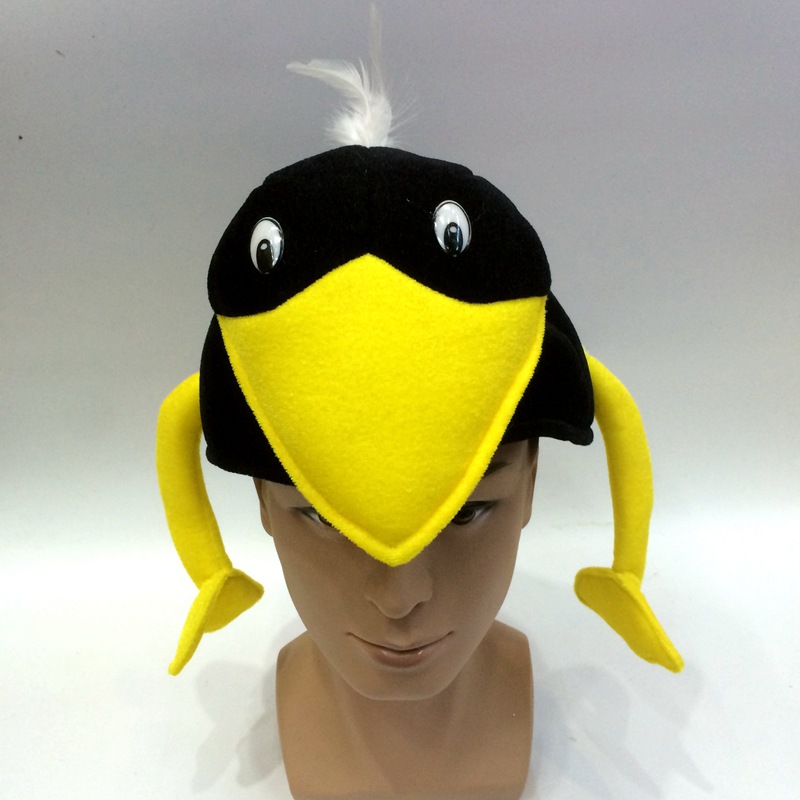 黑色乌鸦小鸟帽子外贸出口批发外销各种动物表演软黑鸡仔舞台帽子