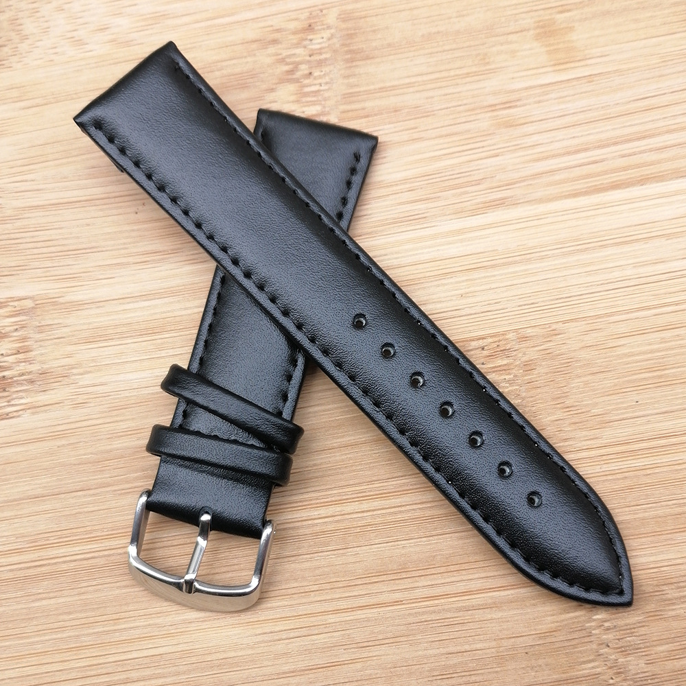 厂家批发针纹真皮手表带黑色头层牛皮表带16 18 20 22现货