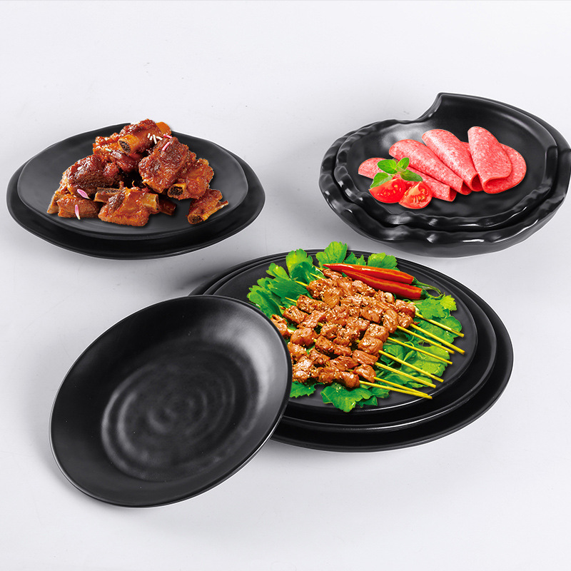 日式烤肉调料碟创意味碟密胺小料碟两格三格碟子火锅烧烤蘸料小碟