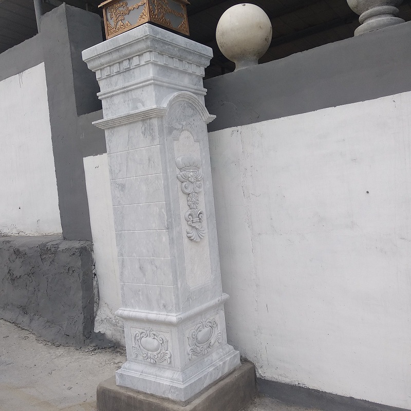 青石柱顶石 门柱 柱脚 大理石雕刻柱石 仿古做旧门柱雕塑