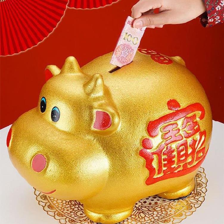 儿童玩具存钱罐女孩储蓄罐可爱取出大容量小金牛储钱罐不可取.365