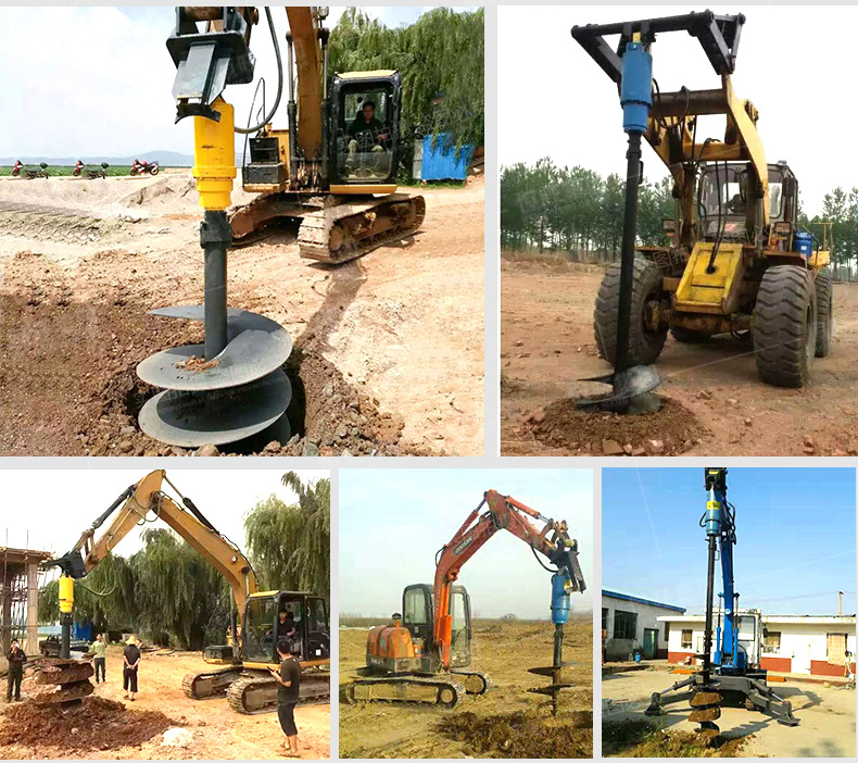 农村地基打桩机中小型挖机改装螺旋打桩机大扭矩植树钻孔打桩机