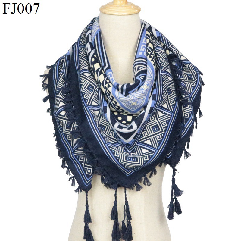 Autumn and Winter Ethnic Style Printed Shawl Cotton Warm Large Kerchief 110cm Cold-Proof Shawl Travel Shawl Scarf for Women