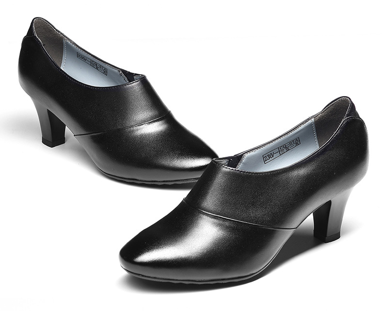 3515强人正品女士春秋时尚职业正装皮鞋真皮皮鞋中跟单鞋女鞋工装