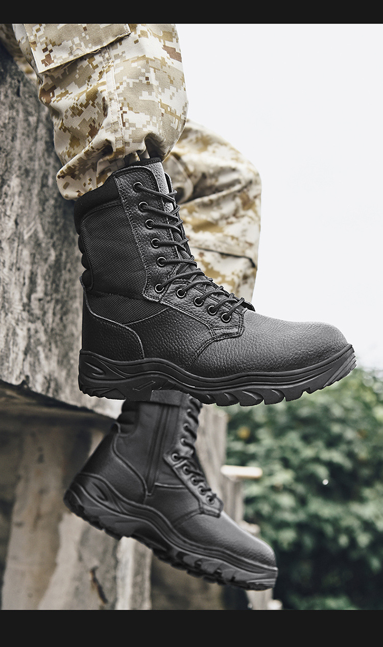 跨境爆款钢头鞋军靴男钢板鞋底劳保鞋防砸工装靴户外作战靴沙漠靴