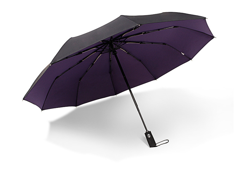 全自动高档雨伞双层三折叠加大双人十骨跨境umbrella定制