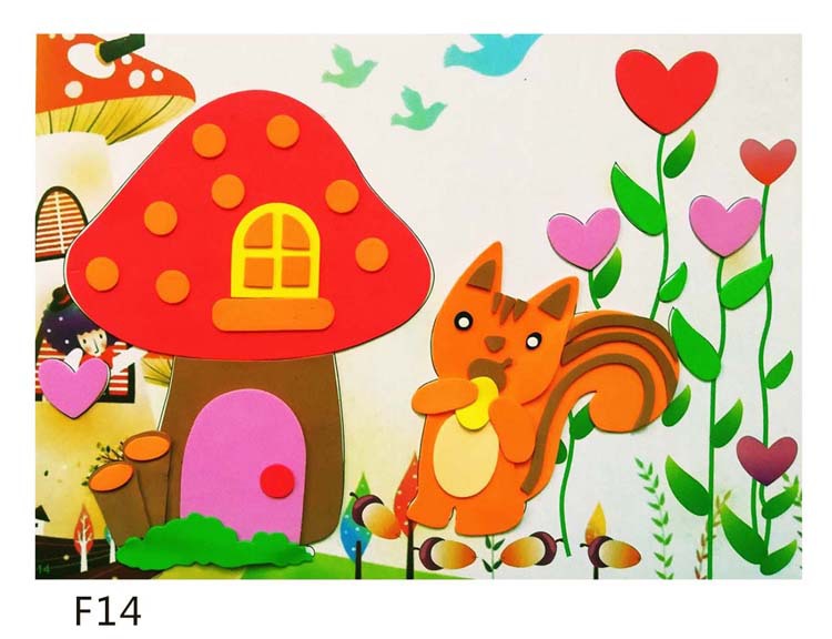 大号手工制作贴画20款图案3d立体eva粘贴画儿童益智diy玩具批发