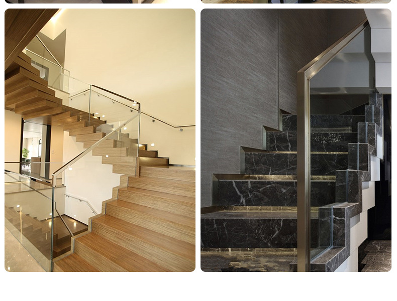 简约不锈钢楼梯扶手立柱 设计公司复式公寓玻璃楼梯扶手护栏定制