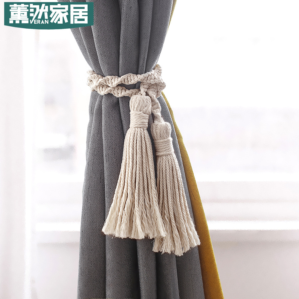 跨境北欧ins风窗帘绑带手工编织流苏绑绳扎束带饰窗幔扣扎带gt119