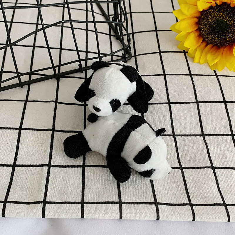 Panda Brooch Leaning Bear Doll Cartoon Pin Plush Cute Panda Doll Accessories Cartoon Plush Ornament