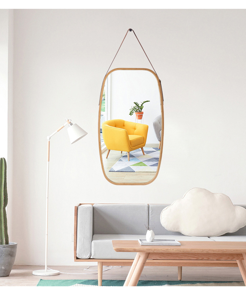 吊挂镜浴室镜墙壁挂墙化妆镜有框镜圆形方形白色黑色边框半身镜子