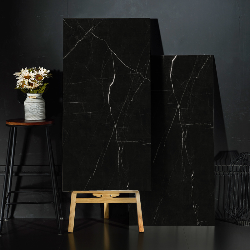 柔光黑色大理石瓷砖 600×1200闪电黑黑白根瓷砖超黑深色地砖墙砖