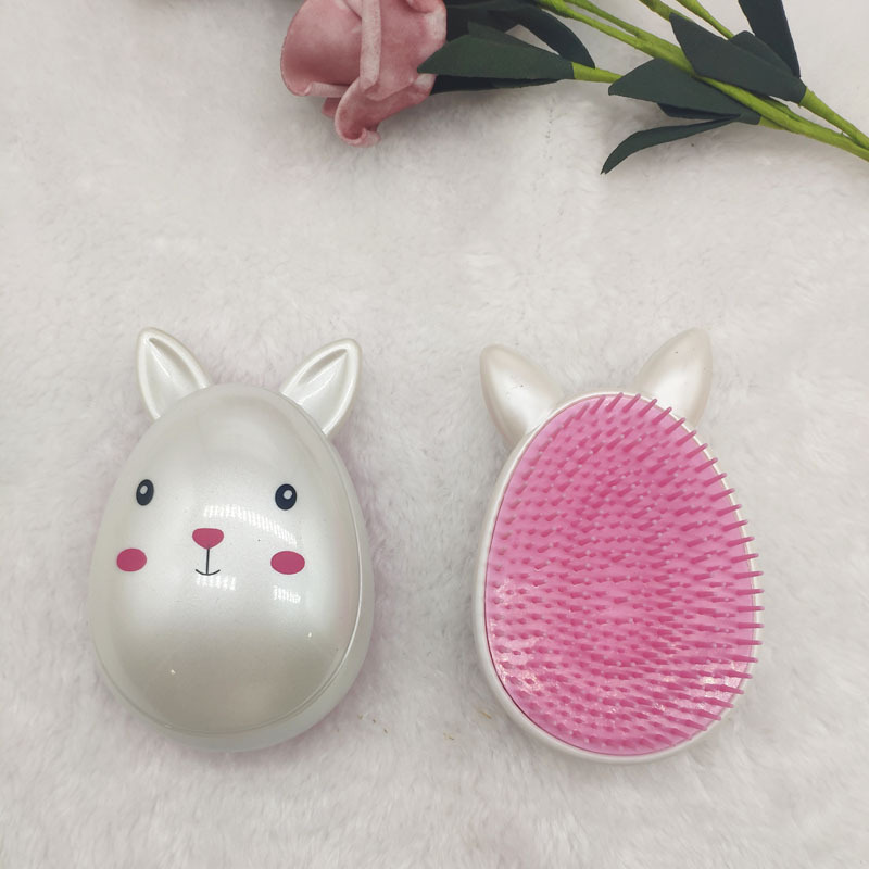 Factory Direct Sales Rabbit Shape Portable Comb Plastic Beauty and Hairdressing PS Spray Paint Pearl Cute Cartoon Egg Comb