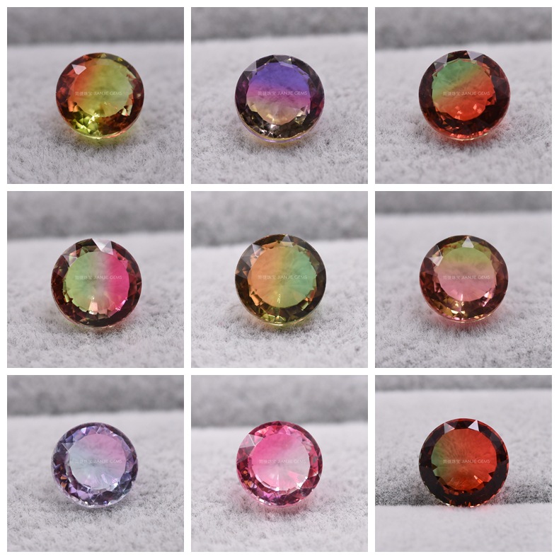 简捷珠宝 厂家直销人造合成宝石 仿天然彩宝西瓜 碧玺