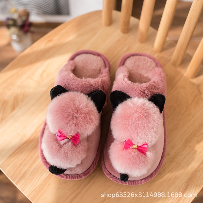 Winter Fleece-Lined Thickened Cotton Slippers Women's Home Warm Shoes Thickened Sole One Piece Dropshipping