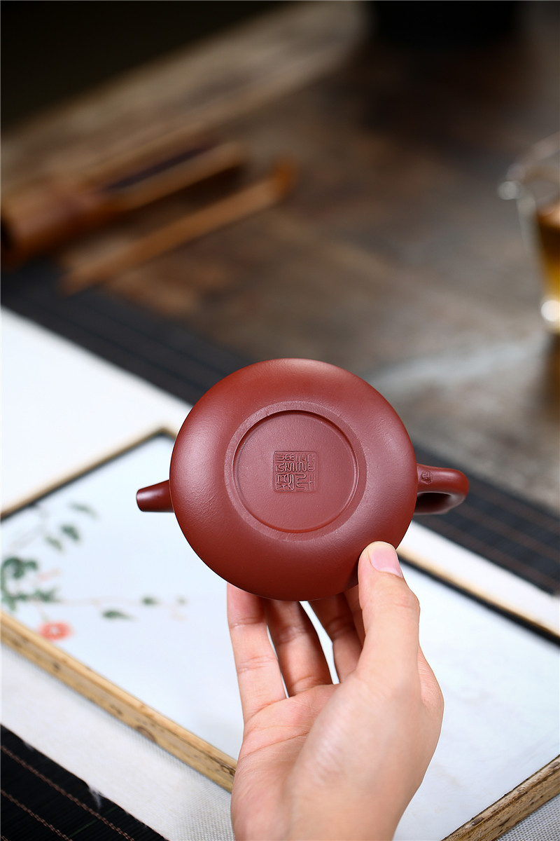 宜兴紫砂壶大红袍名家王国望手工茶壶牡丹柱础旅行茶具批发代发货