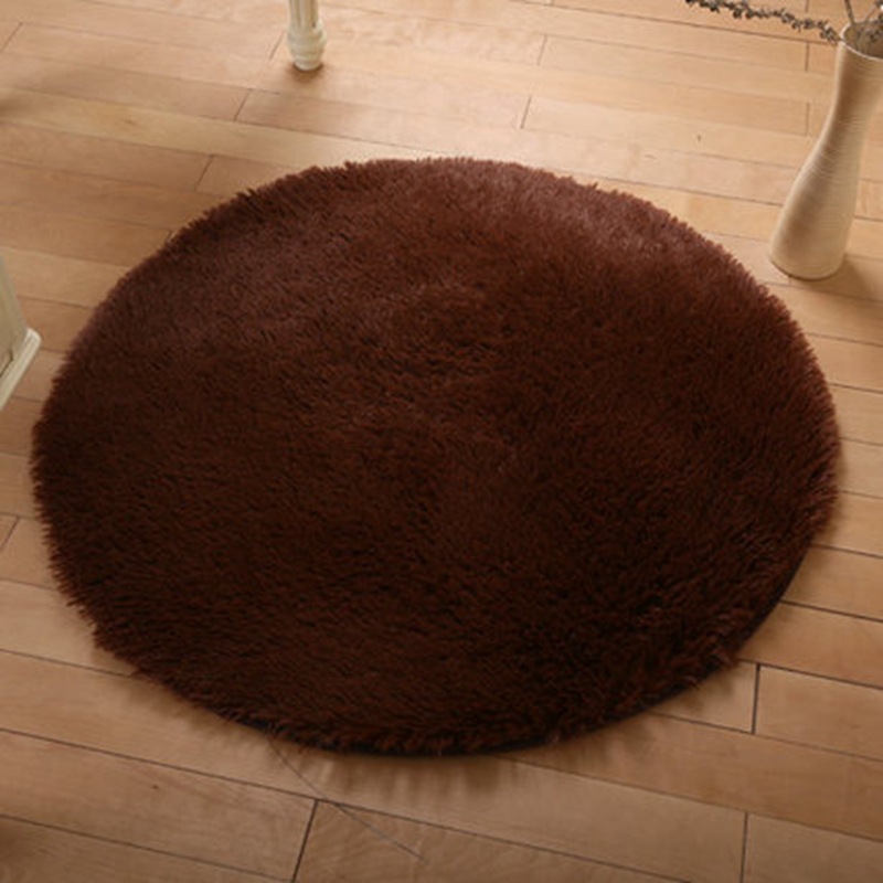 Solid Color Simple round Silk Wool Carpet Living Room Plush Sofa Cover Tea Table Cloth Bedroom Bed Side Length Wool Blanket