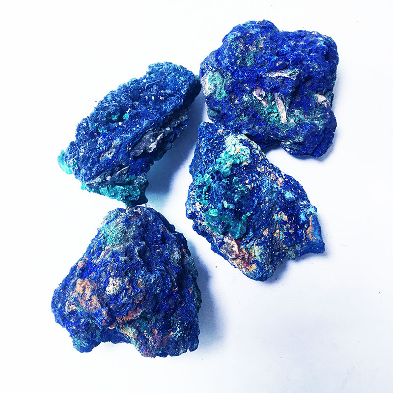 天然蓝铜矿孔雀石共生体原石矿物晶体蓝铜矿摆件高纯度收藏孔雀石