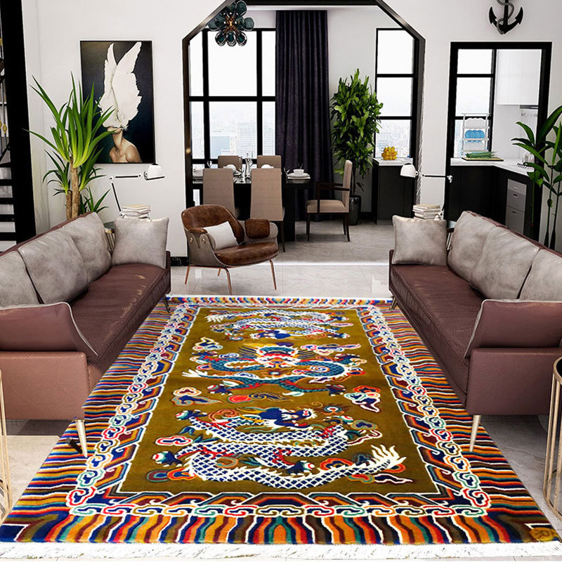 藏式地毯羊绒沙发垫羊绒挂毯木榻座垫床边毯加厚民族风地毯羊毛毯